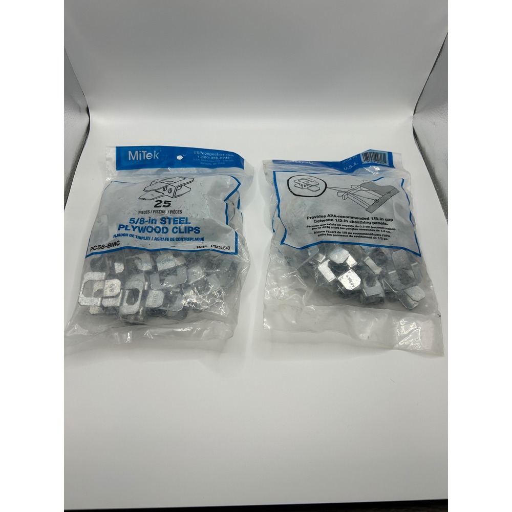 MiTek Steel Plywood Clips 1/2-in and 5/8-in 100 Count Lot PC12-BMC PC58-BMC